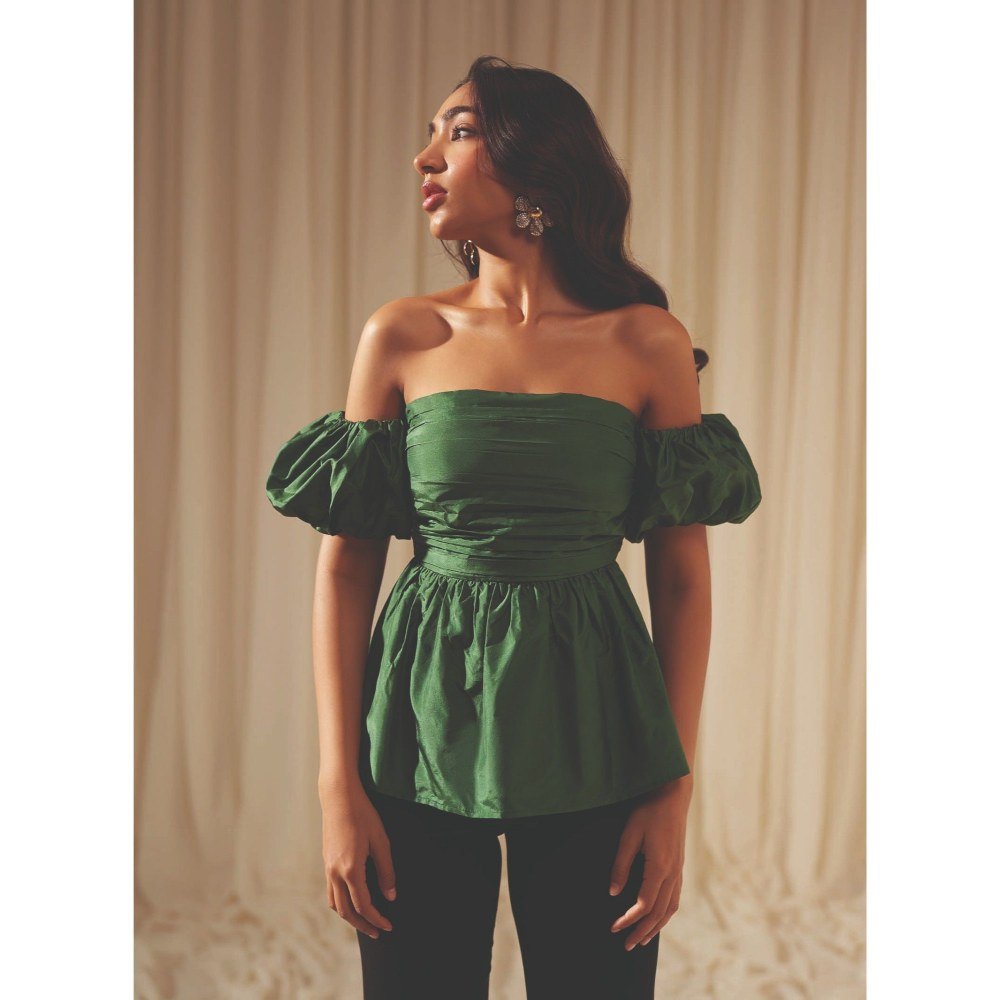 MALIE Off Shoulder Forest Green Vico Top