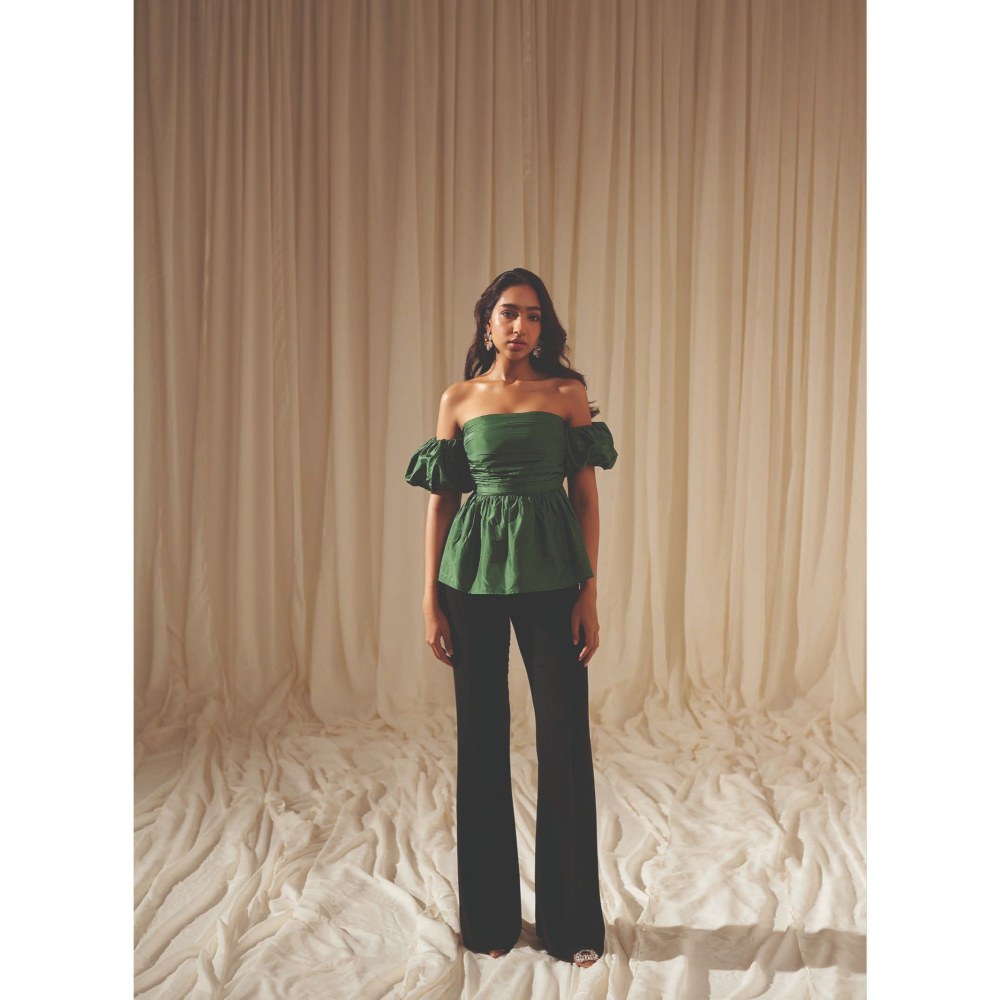 MALIE Off Shoulder Forest Green Vico Top