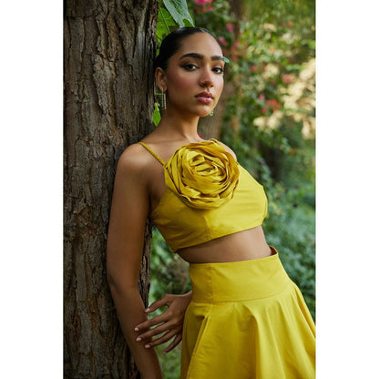MALIE Crop Yellow 'Wild Rose Top