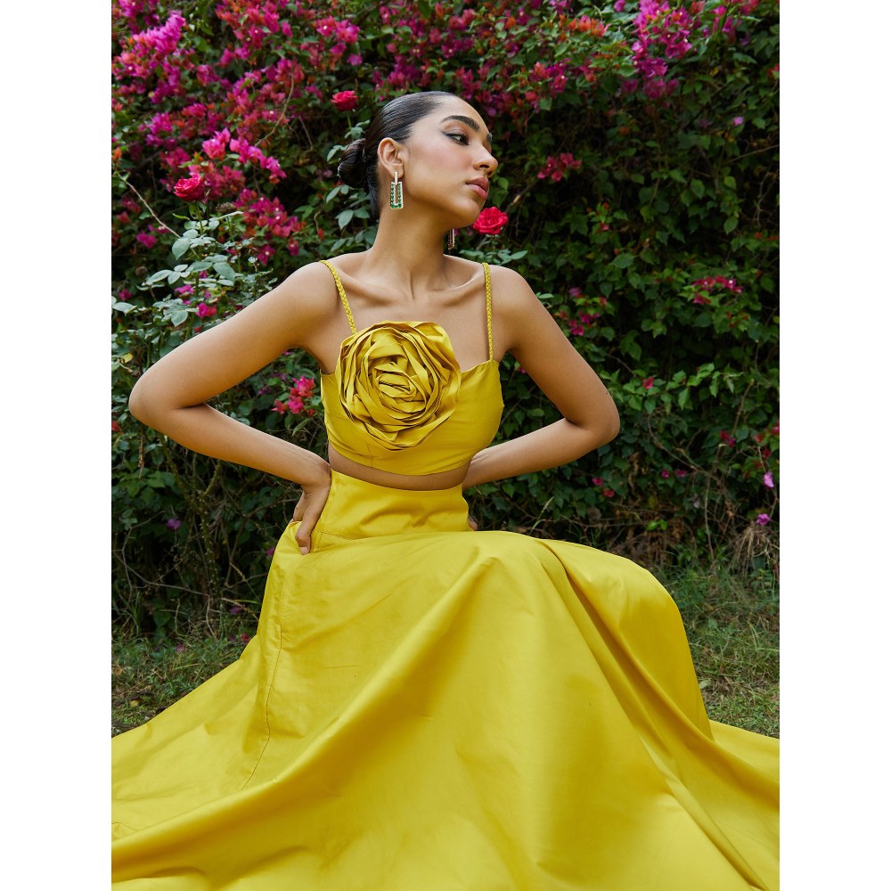 MALIE Crop Yellow 'Wild Rose Top