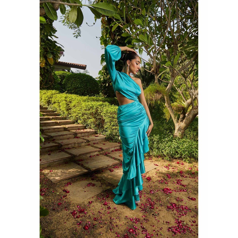 MALIE Asymmetric Sea Green 'Cortina Dress