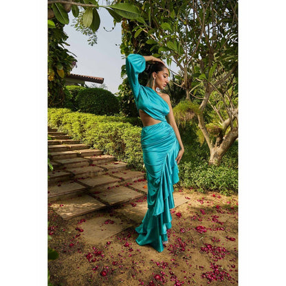 MALIE Asymmetric Sea Green 'Cortina Dress