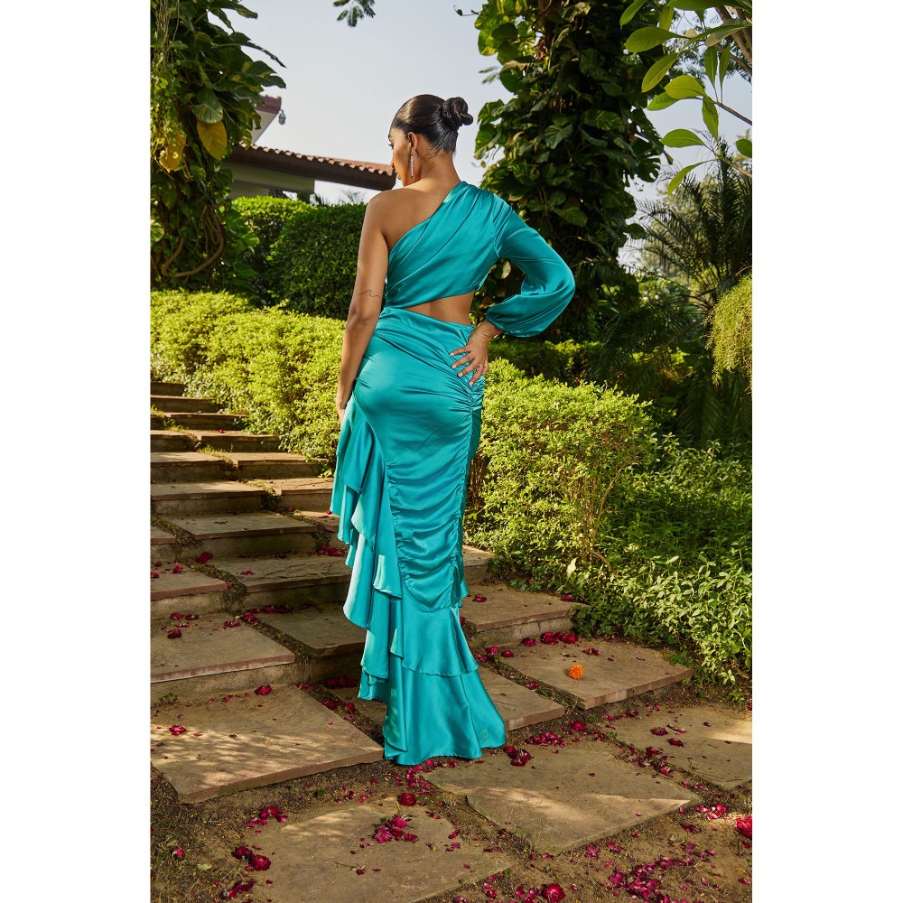 MALIE Asymmetric Sea Green 'Cortina Dress