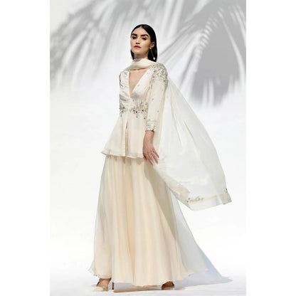 MANDIRA WIRK Ivory Tunic With Skirt And Dupatta (Set Of 3)