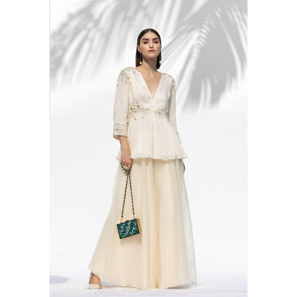 MANDIRA WIRK Ivory Tunic With Skirt And Dupatta (Set Of 3)