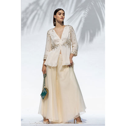 MANDIRA WIRK Ivory Tunic With Skirt And Dupatta (Set Of 3)