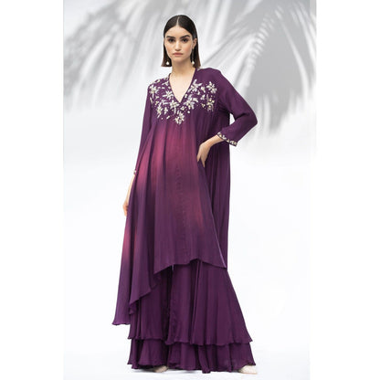 MANDIRA WIRK Jade Purple Tunic With Sharara (Set Of 2)