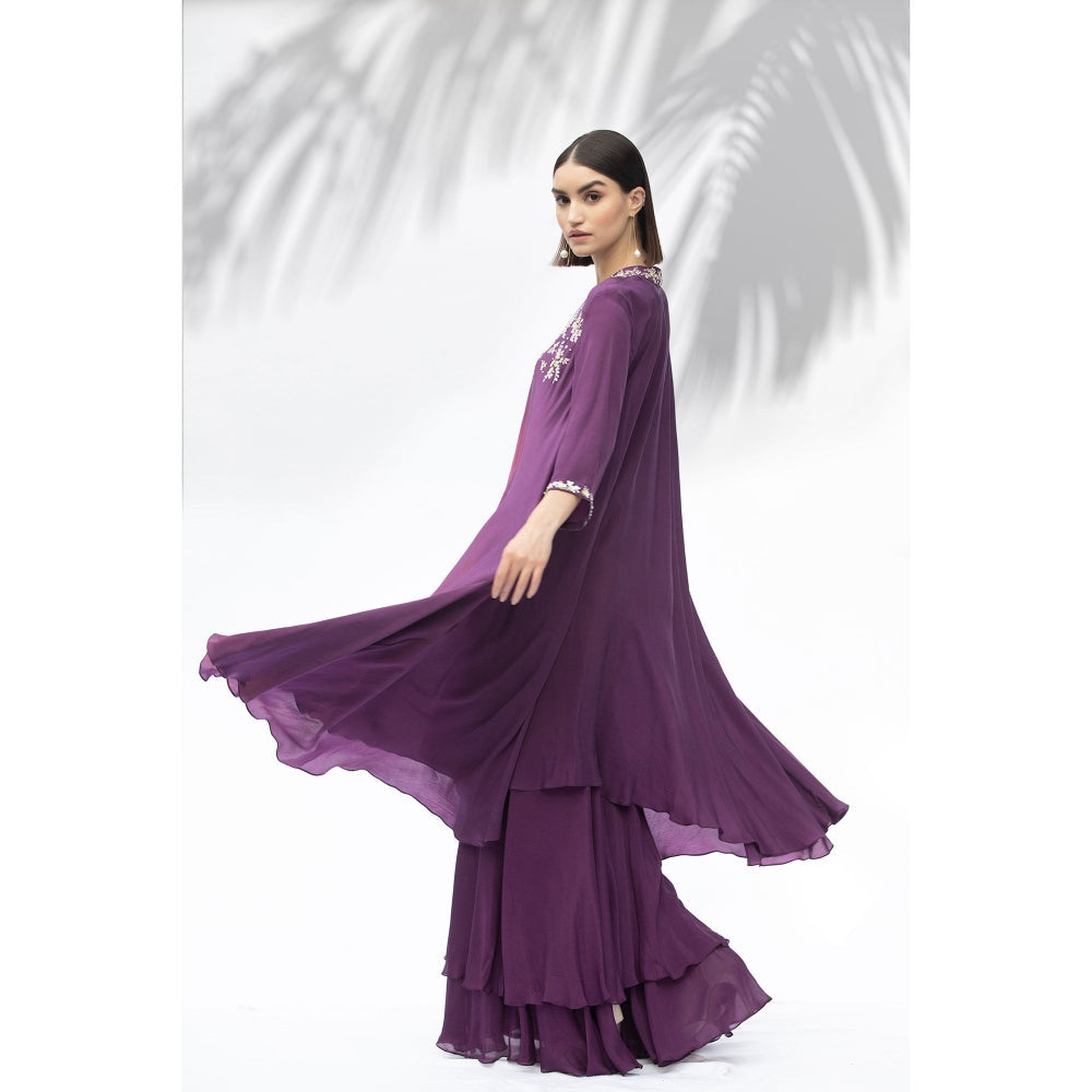MANDIRA WIRK Jade Purple Tunic With Sharara (Set Of 2)