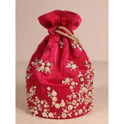 MANDIRA WIRK Hot Pink Hand Embroidered Polti