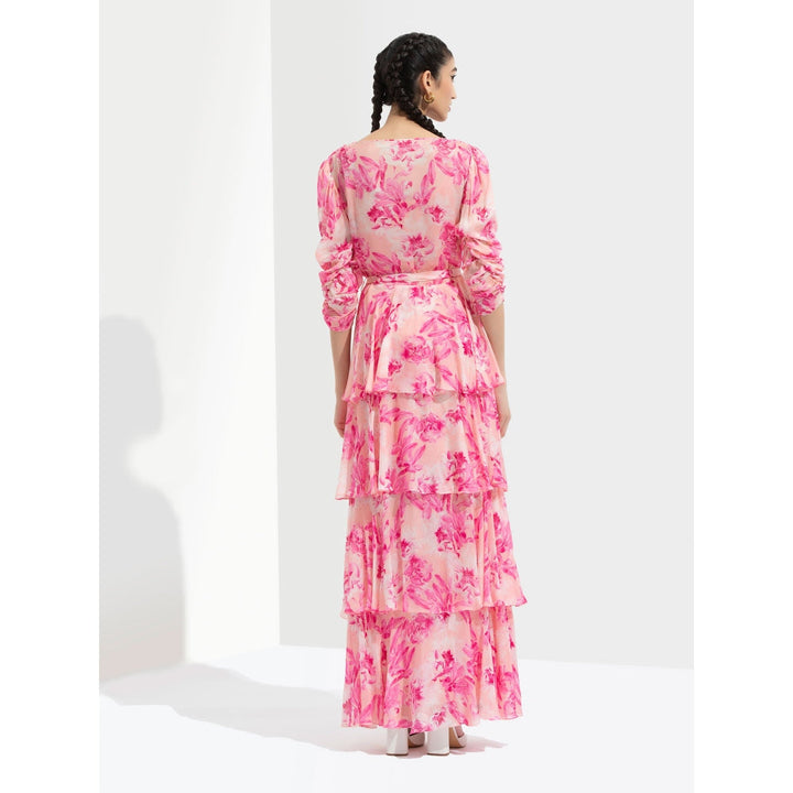 MANDIRA WIRK Sakura Printed Long Dress Pink