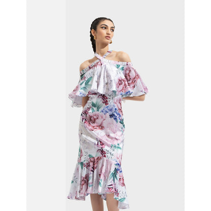MANDIRA WIRK Iris Printed Off Shoulder Dress Multi-Color