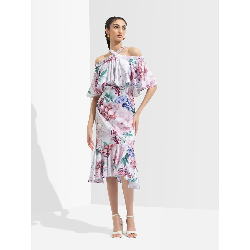 MANDIRA WIRK Iris Printed Off Shoulder Dress Multi-Color