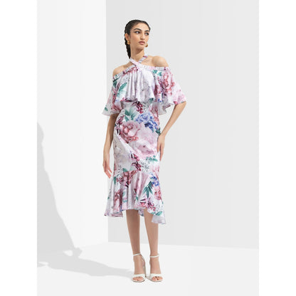 MANDIRA WIRK Iris Printed Off Shoulder Dress Multi-Color
