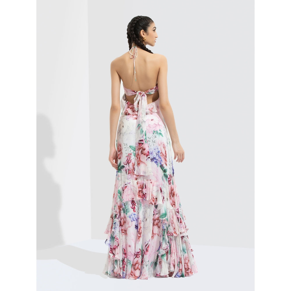 MANDIRA WIRK Iris Printed Long Dress Multi-Color
