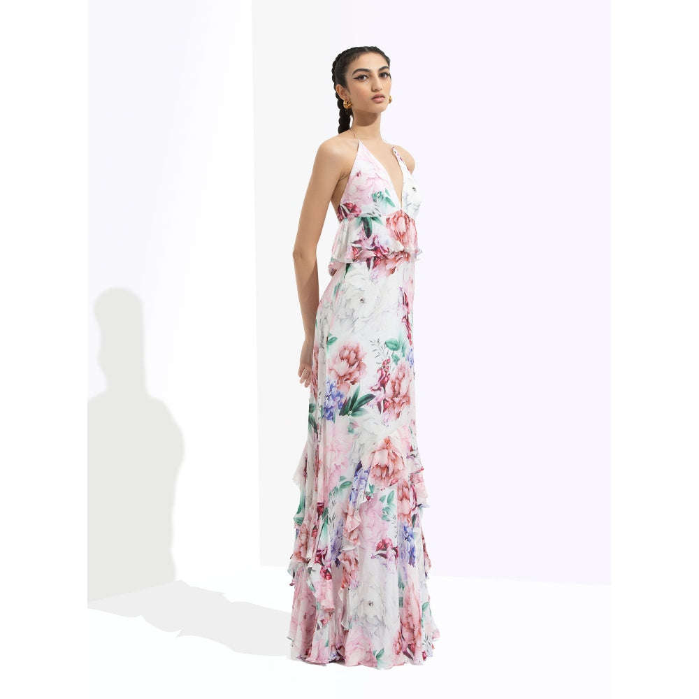 MANDIRA WIRK Iris Printed Long Dress Multi-Color