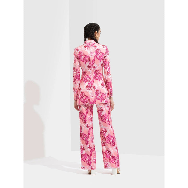 MANDIRA WIRK Sakura Printed Jacket Paired with Bootleg Trouser Pink (Set of 2)