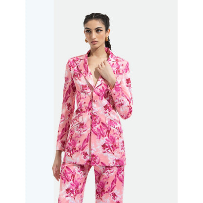 MANDIRA WIRK Sakura Printed Jacket Paired with Bootleg Trouser Pink (Set of 2)