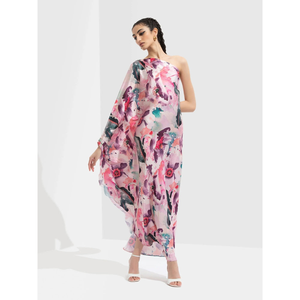 MANDIRA WIRK Azalea Printed One Off Shoulder Kaftan Multi-Color