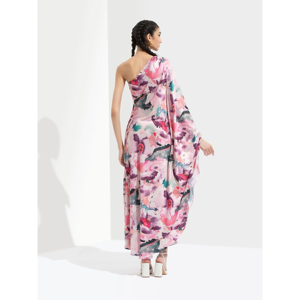 MANDIRA WIRK Azalea Printed One Off Shoulder Kaftan Multi-Color