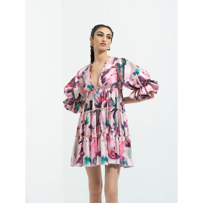 MANDIRA WIRK Azalea Printed Short Dress Pink