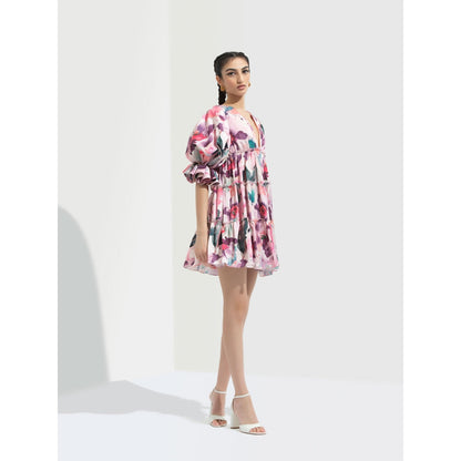 MANDIRA WIRK Azalea Printed Short Dress Pink