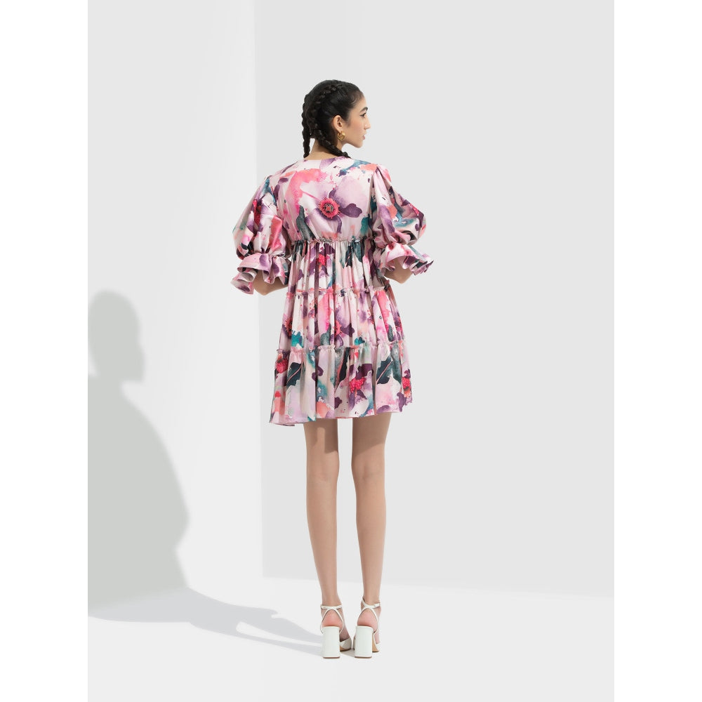MANDIRA WIRK Azalea Printed Short Dress Pink