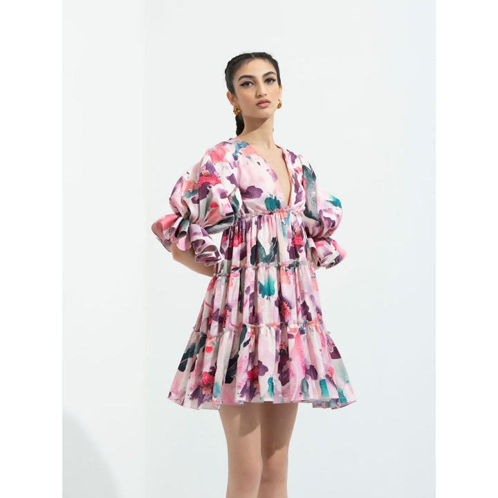 MANDIRA WIRK Azalea Printed Short Dress Pink