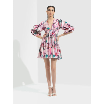 MANDIRA WIRK Azalea Printed Short Dress Pink
