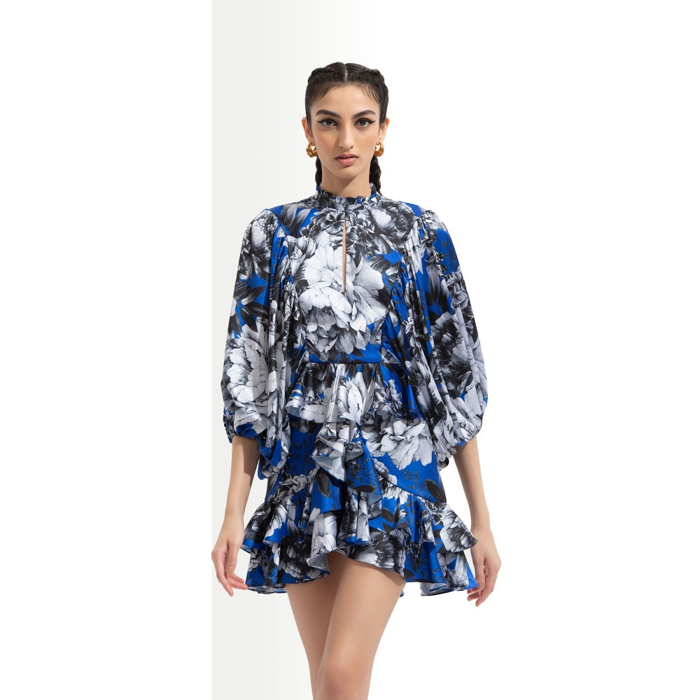 MANDIRA WIRK Luana Printed Short Dress Blue