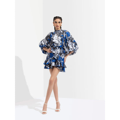 MANDIRA WIRK Luana Printed Short Dress Blue