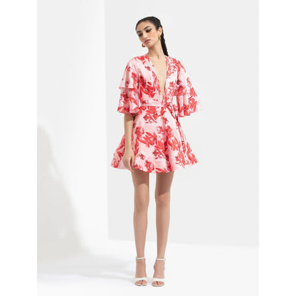 MANDIRA WIRK Mirrai Printed A-Line Dress Red