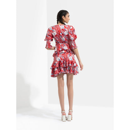 MANDIRA WIRK Ajisia Front Tie Up Top with Smocking Cuff Detail Paired with Skirt (Set of 2)