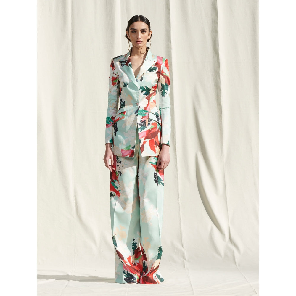 MANDIRA WIRK Printed Pant Suit Green (Set of 2)