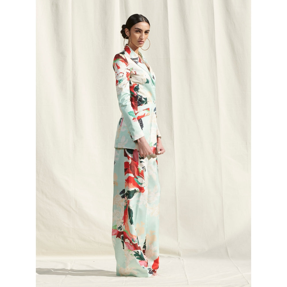 MANDIRA WIRK Printed Pant Suit Green (Set of 2)