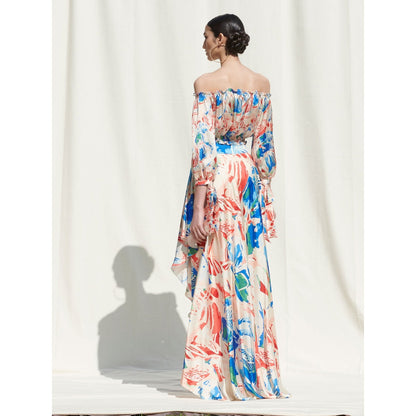 MANDIRA WIRK Drape Skirt Paired with An Off Shoulder Crop Top Multi-Color (Set of 2)