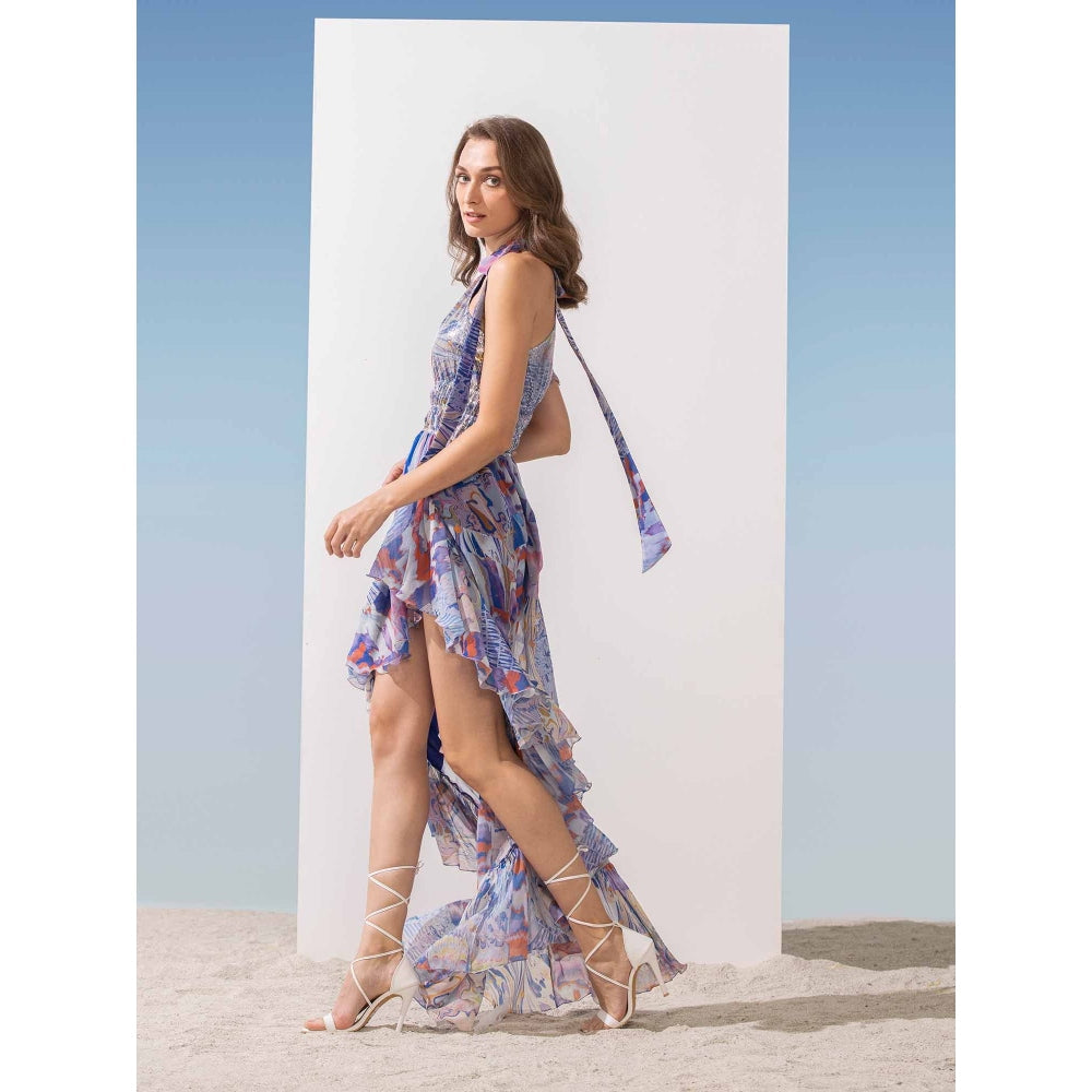 MANDIRA WIRK Asymmetric Waterfall Bottom Dress