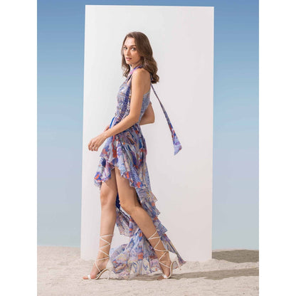 MANDIRA WIRK Asymmetric Waterfall Bottom Dress