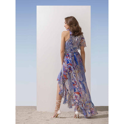 MANDIRA WIRK Asymmetric Waterfall Bottom Dress