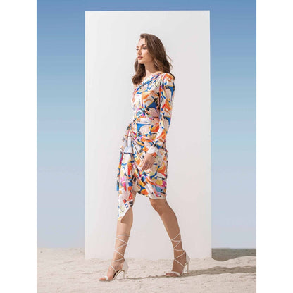 MANDIRA WIRK Geometric Printed One Shoulder Dress