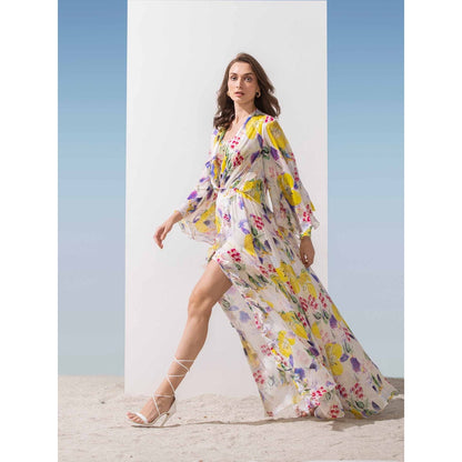 MANDIRA WIRK Long Dress with Round Neckline