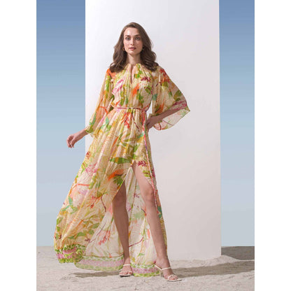 MANDIRA WIRK Long Dress with Chain Detailed Neckline