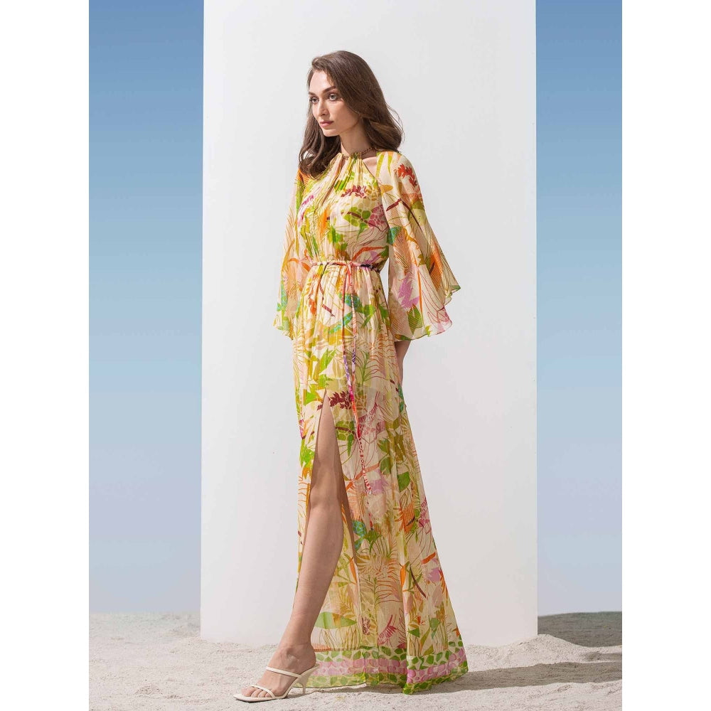 MANDIRA WIRK Long Dress with Chain Detailed Neckline