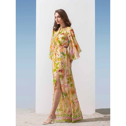 MANDIRA WIRK Long Dress with Chain Detailed Neckline