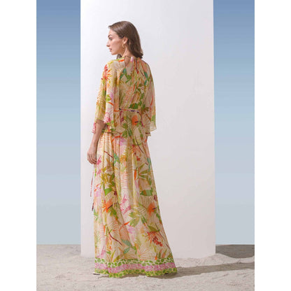 MANDIRA WIRK Long Dress with Chain Detailed Neckline