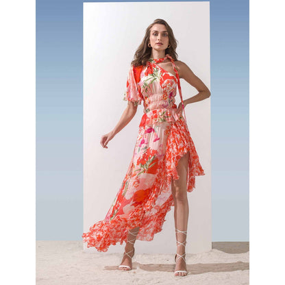 MANDIRA WIRK Waterfall Frill Bottom Dress