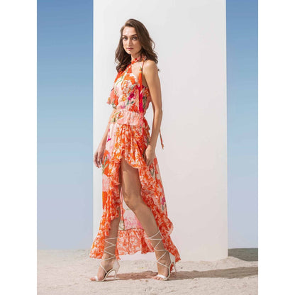 MANDIRA WIRK Waterfall Frill Bottom Dress