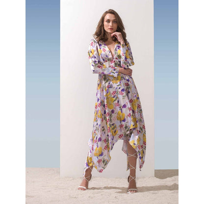 MANDIRA WIRK Asymmetric Collar Neck Dress