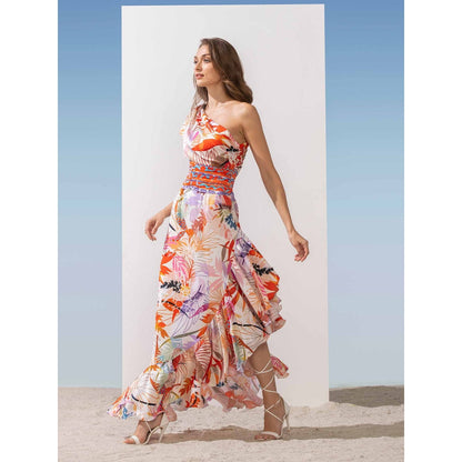 MANDIRA WIRK Drape On Shoulder Waterfall Dress