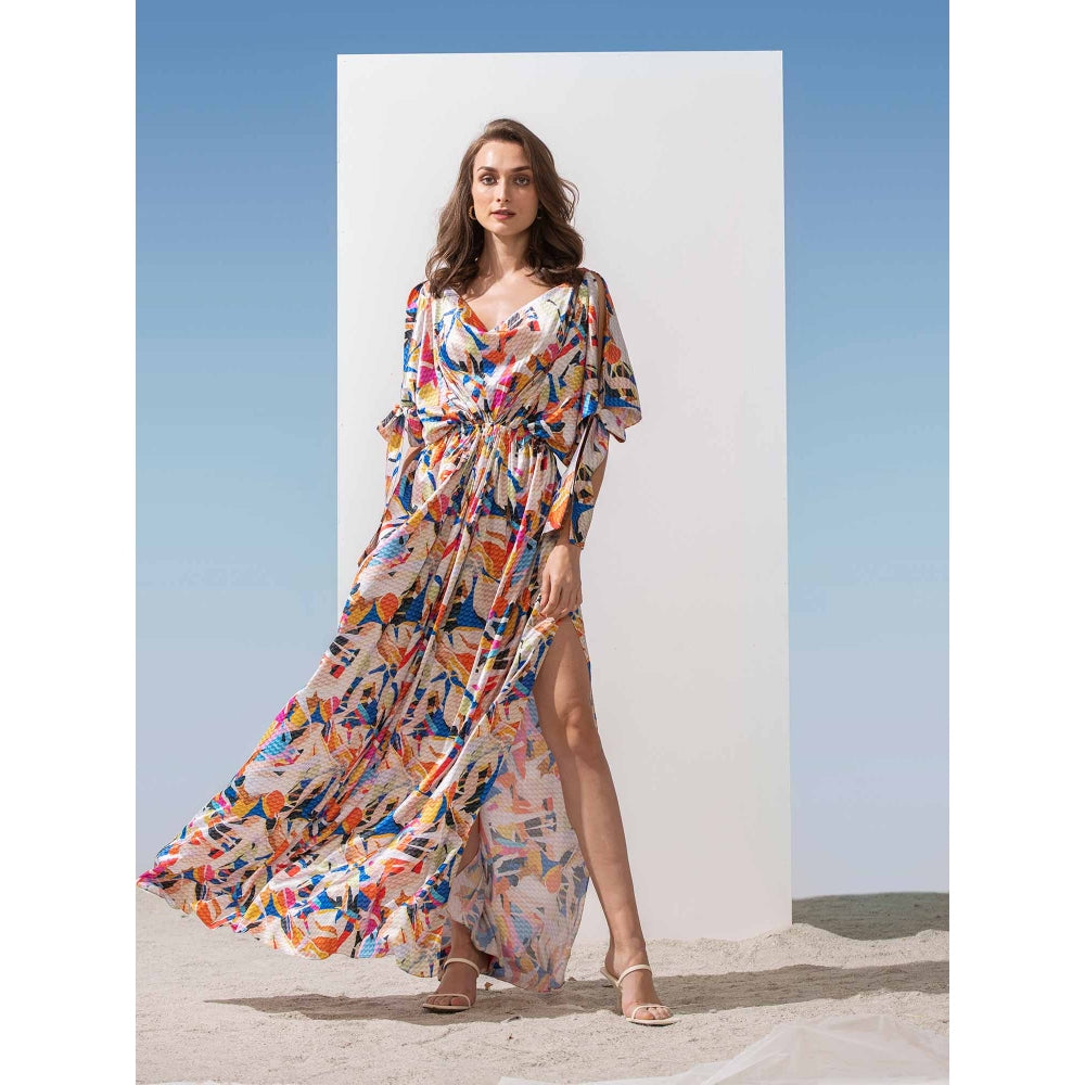 MANDIRA WIRK Geometric Kaftan with Cowl Neckline