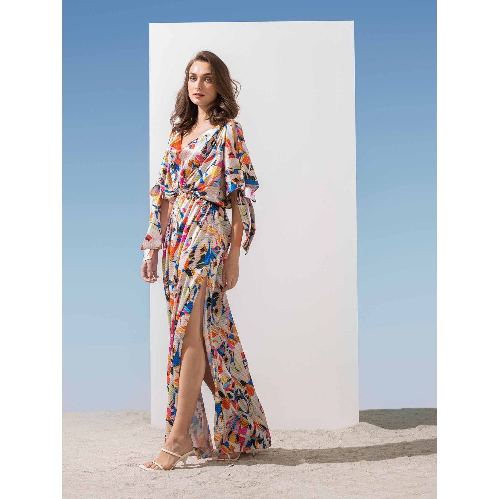MANDIRA WIRK Geometric Kaftan with Cowl Neckline